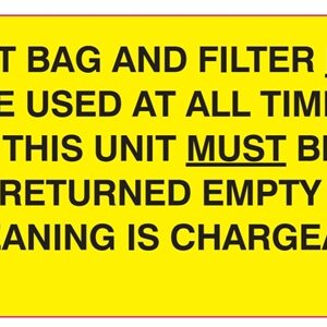 3098 Bag and Filter must be used