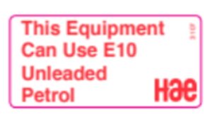 3107 This Equipment can use E10 Unleaded Petrol