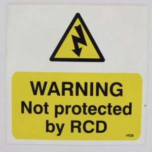 HS08 Not protected by RCD sign