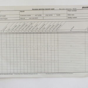 RC04 Access equipment service record cards