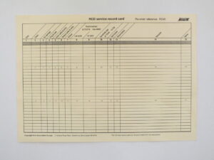 RC05 RCD service record cards