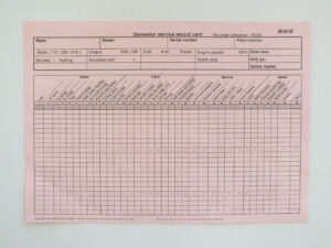 RC06 Generator service record cards
