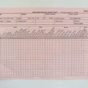 RC06 Generator service record cards