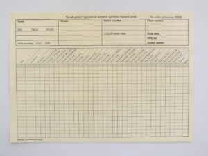 RC08 Small plant/powered access service record cards