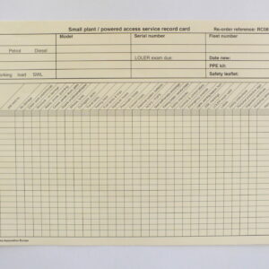 RC08 Small plant/powered access service record cards