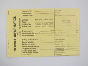 SL21 Tool and Equipment Servicing Tags