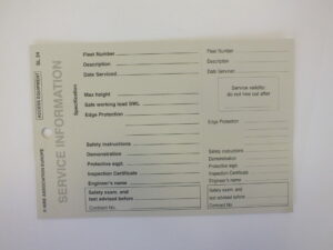 SL24 Access Equipment Servicing Tags