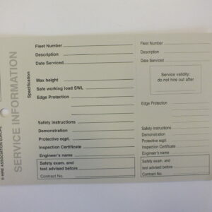 SL24 Access Equipment Servicing Tags