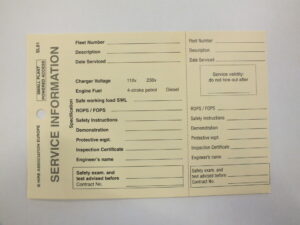 SL61 Small Plant Servicing Tags