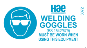 3072 Welding goggles must be worn