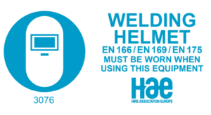 3076 Welding helmet must be worn